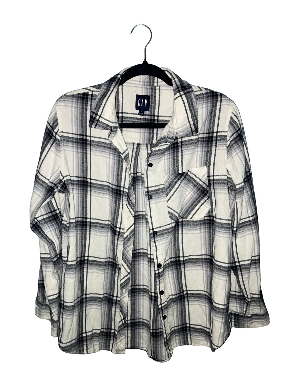 GAP White and Black Plaid Lightweight Shirt Jacket